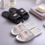 Pantuflas de baño para interiores, huecas, antideslizantes, para parejas, para hotel, gimnasio, uso en exteriores, pantuflas ... - Imagen 4