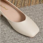 Mujer elegante punta cuadrada conciso negro 4CM tacón alto mujer poco profunda Retro Mary Janes cómodos lindos mocasines zapatos Lolita - Imagen 5