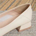 Mujer elegante punta cuadrada conciso negro 4CM tacón alto mujer poco profunda Retro Mary Janes cómodos lindos mocasines zapatos Lolita - Imagen 6