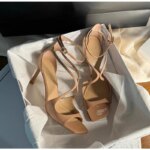 Sandalias de gladiador de moda para mujer, de charol con punta abierta, con tira estrecha sexy al tobillo, tacones de aguja dorados, zapatos de fiesta de verano - Imagen 2