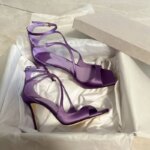 Sandalias de gladiador de moda para mujer, de charol con punta abierta, con tira estrecha sexy al tobillo, tacones de aguja dorados, zapatos de fiesta de verano - Imagen 4