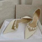 Zapatos de Tacón Alto Elegantes para Mujer, Estilo Estrella, con Perlas de Lujo y Pedrería, de Charol, con Punta Puntiaguda, para Fiestas y Bodas - Imagen 2