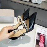 Zapatos de Tacón Alto Elegantes para Mujer, Estilo Estrella, con Perlas de Lujo y Pedrería, de Charol, con Punta Puntiaguda, para Fiestas y Bodas - Imagen 3