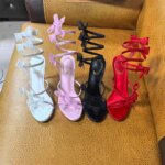 Sandalias de gladiador de lujo con lazo de malla y diamantes de imitación para mujer, zapatos sexys de banda estrecha y tacones altos finos, zapatos de fiesta de boda de verano - Imagen 5