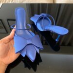 Sandalias de tacón alto con lazo a la moda para mujer, zapatos de tacón con talón descubierto, elegantes, de satén, con punta en pico, para fiesta, 2025 - Imagen 6