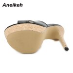 Aneikeh 2025 verano extremo mulas tacones altos Sandalias de plataforma para mujer zapatos zapatillas de mujer Slingback Peep-toe Sandalias deslizantes - Imagen 5
