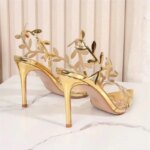 Sandalias de Mujer de Charol con Hoja Dorada, Elegantes, de Punta Fina, con Tacón Alto Delgado, Estilo Gladiador, Zapatos de Fiesta, Moda Verano 2026 - Imagen 6