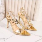 Sandalias de Mujer de Charol con Hoja Dorada, Elegantes, de Punta Fina, con Tacón Alto Delgado, Estilo Gladiador, Zapatos de Fiesta, Moda Verano 2026 - Imagen 4