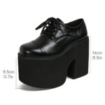 Gdgydh Zapatos de tacón grueso para mujer con cordones elegantes zapatos de tacón con plataforma Oxford para mujer diseño de aumento de altura zapatos de fiesta Cosplay - Imagen 6
