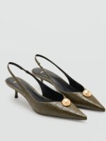 Sandalias de Mujer MANGO Verano 2026, Punta Metálica, Tacones Altos, Patrón de Cocodrilo, Elegantes y Modernas, Estilo Slip-On