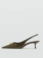 Sandalias de Mujer MANGO Verano 2026, Punta Metálica, Tacones Altos, Patrón de Cocodrilo, Elegantes y Modernas, Estilo Slip-On - Imagen 2