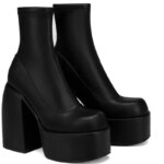 Nuevas botas cortas de moda para mujer, botas de cuero sexis con punta cuadrada, tacones altos informales con cremallera, Zapatos informales de suela gruesa para mujer