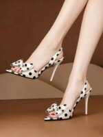 Sandalias de Mujer con Lazo de Puntos a la Moda, Verano 2026, Estilo Hada Elegante, Tacones Altos Finos, Deslizables, Suela d... - Imagen 2