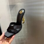 Sandalias de tacón alto con letras sexys para mujer, de verano, para exterior, transpirables, de corte bajo, a la moda, con s...