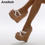 Aneikeh, zapatillas de tacón de cuña para mujer, sandalias de plataforma con punta abierta a la moda, tacones súper altos de verano, zapatos de fiesta para mujer, talla 35-42