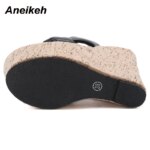 Aneikeh, zapatillas de tacón de cuña para mujer, sandalias de plataforma con punta abierta a la moda, tacones súper altos de verano, zapatos de fiesta para mujer, talla 35-42 - Imagen 5