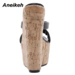 Aneikeh, zapatillas de tacón de cuña para mujer, sandalias de plataforma con punta abierta a la moda, tacones súper altos de verano, zapatos de fiesta para mujer, talla 35-42 - Imagen 4