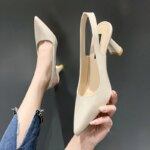 Sandalias retro de tacón grueso con punta abierta para mujer, zapatos de trabajo sin talón, profesionales, de corte bajo, a l...
