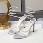 Sandalias de serpiente con diamantes de imitación para mujer, zapatos de gladiador de tacón alto fino, de lujo, para fiesta y graduación - Imagen 2