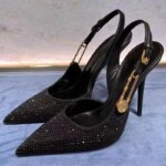 Zapatos de Tacón Alto Elegantes para Mujer con Pedrería y Lentejuelas, Punta Puntiaguda, Tacones de Aguja, Moda Primavera Verano