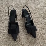 Sandalias de tacón con diseño de nudo de mariposa para mujer, zapatos de vestir elegantes a la moda, zapatos de tacón con punta estrecha para mujer, tacones altos con talón descubierto 2025 - Imagen 3
