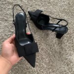 Sandalias de tacón con diseño de nudo de mariposa para mujer, zapatos de vestir elegantes a la moda, zapatos de tacón con punta estrecha para mujer, tacones altos con talón descubierto 2025 - Imagen 6