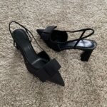 Sandalias de tacón con diseño de nudo de mariposa para mujer, zapatos de vestir elegantes a la moda, zapatos de tacón con punta estrecha para mujer, tacones altos con talón descubierto 2025 - Imagen 4