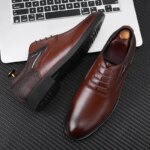 Zapatos Casuales de Cuero para Hombre, Formales de Negocios, de Corte Bajo, Transpirables, Antideslizantes, Zapatos de Vestir para Hombre, Modernos y Elegantes - Imagen 4