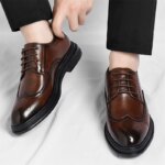 Zapatos de Cuero Brogue para Hombre, Elegantes y Cómodos, Formales para Negocios, Estilo Retro Derby, Diseño Floral Tallado Estilo Británico-sjx26 - Imagen 4
