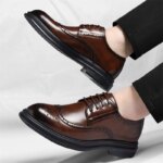 Zapatos de Cuero Brogue para Hombre, Elegantes y Cómodos, Formales para Negocios, Estilo Retro Derby, Diseño Floral Tallado Estilo Británico-sjx26 - Imagen 6