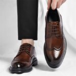 Zapatos de Cuero Brogue para Hombre, Elegantes y Cómodos, Formales para Negocios, Estilo Retro Derby, Diseño Floral Tallado Estilo Británico-sjx26 - Imagen 2