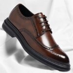 Zapatos de Cuero Brogue para Hombre, Elegantes y Cómodos, Formales para Negocios, Estilo Retro Derby, Diseño Floral Tallado Estilo Británico-sjx26