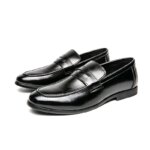Zapatos de cuero informales de negocios para hombre, mocasines de cuero formales y sociales, cómodos zapatos de vestir para hombre - Imagen 3