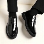 Zapatos de vestir con cordones para hombre, estilo Brogue, con suela gruesa de plataforma, calzado formal para oficina, bodas, citas diarias y ocasiones especiales. - Imagen 2