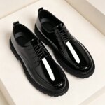Zapatos de vestir con cordones para hombre, estilo Brogue, con suela gruesa de plataforma, calzado formal para oficina, bodas, citas diarias y ocasiones especiales. - Imagen 3