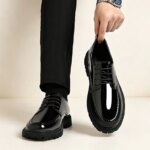 Zapatos de vestir con cordones para hombre, estilo Brogue, con suela gruesa de plataforma, calzado formal para oficina, bodas, citas diarias y ocasiones especiales. - Imagen 5
