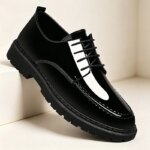 Zapatos de vestir con cordones para hombre, estilo Brogue, con suela gruesa de plataforma, calzado formal para oficina, bodas, citas diarias y ocasiones especiales. - Imagen 6