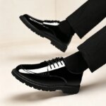 Zapatos de vestir con cordones para hombre, estilo Brogue, con suela gruesa de plataforma, calzado formal para oficina, bodas, citas diarias y ocasiones especiales.