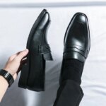 Zapatos de vestir para hombre, zapatos clásicos informales de cuero para negocios, zapatos Oxford Retro formales para boda Social, zapatos de cuero para oficina para hombre - Imagen 5