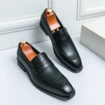 Zapatos de vestir para hombre, zapatos clásicos informales de cuero para negocios, zapatos Oxford Retro formales para boda Social, zapatos de cuero para oficina para hombre - Imagen 3