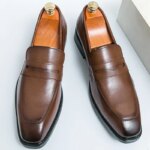 Zapatos de vestir para hombre, zapatos clásicos informales de cuero para negocios, zapatos Oxford Retro formales para boda Social, zapatos de cuero para oficina para hombre