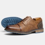 Zapatos de vestir para hombre, con acabado pulido, ideales para la oficina, con suela azul y detalles llamativos, y puntera cerrada. - Imagen 3