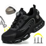 Zapatos de Seguridad con Puntera de Acero para Hombre, Zapatos de Trabajo con Botón Giratorio, Anti-aplastamiento, Anti-pinchazos, Zapatillas de Trabajo