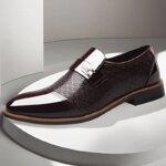 Zapatos clásicos para hombre, zapatos de vestir Buniness, zapatos de cuero antideslizantes para oficina, zapatos Oxford formales para boda, mocasines de trabajo de cuero PU - Imagen 6