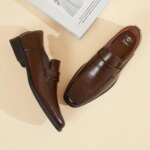 Zapatos de Cuero Desai para Hombre, Modelo Slip-on con Correa Penny, Otoño 2026, para Oficina, Negocios, Uso Diario - Imagen 4