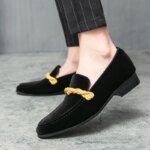 Mocasines de estilo británico para hombre, zapatos de piel de ciervo de ante, estilo clásico, informal, broche retorcido con personalidad, cuero pequeño, 38-48 - Imagen 4