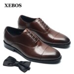 Zapatos de vestir Oxford hechos a mano de cuero genuino para hombre, zapatos clásicos con cordones para oficina y negocios, zapatos formales para fiesta de boda para hombre