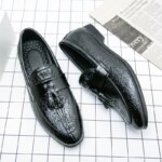 Zapatos formales clásicos para hombre, mocasines de cuero sin cordones, zapatos informales de negocios con borlas para hombre, zapatos de vestir de tendencia para hombre, mocasines planos para hombre - Imagen 3