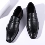 Zapatos de Vestir de Negocios de Talla Grande para Hombre, Color Sólido, Primavera Otoño, Zapatos de Cuero, Moda Masculina, Zapatos Casuales para Boda, Mocasines para Hombre - Imagen 2