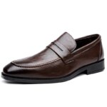 Zapatos de Vestir de Negocios de Talla Grande para Hombre, Color Sólido, Primavera Otoño, Zapatos de Cuero, Moda Masculina, Zapatos Casuales para Boda, Mocasines para Hombre - Imagen 6